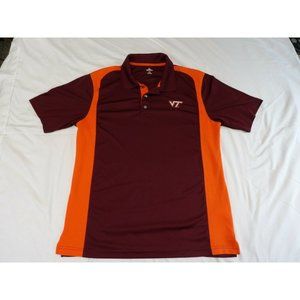 Virginia Tech Hokies Short Sleeve Polo Collar Shirt Maroon Size Large Mens